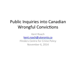 Public Inquiries into Canadian Wrongful Convictions