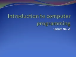 Introduction to computer programming