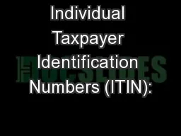 Individual Taxpayer Identification Numbers (ITIN):