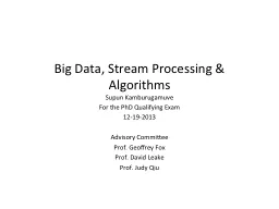 Big Data, Stream Processing & Algorithms