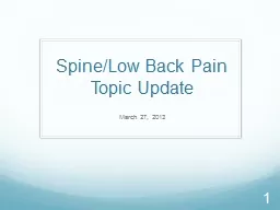 Spine/Low Back Pain Topic Update