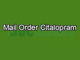 Mail Order Citalopram