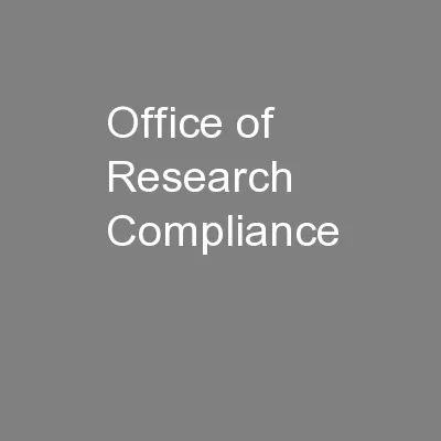 Office of Research Compliance