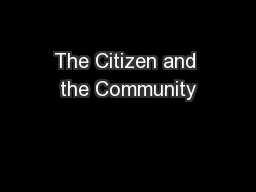 The Citizen and the Community