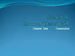 Chapter One 	Community