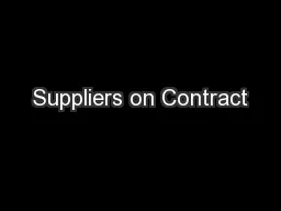 Suppliers on Contract