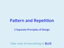 Pattern and Repetition
