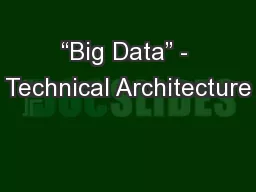 “Big Data” - Technical Architecture