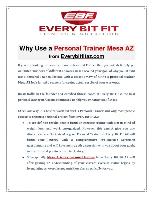 Personal Trainer Mesa AZ