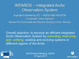 INTAROS – Integrated Arctic