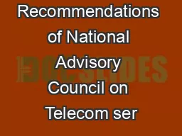 Recommendations of National Advisory Council on Telecom ser