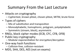 Attacks on cryptography