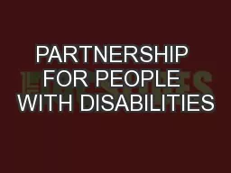 PARTNERSHIP FOR PEOPLE WITH DISABILITIES
