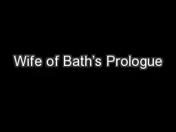 Wife of Bath’s Prologue