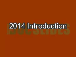 2014 Introduction