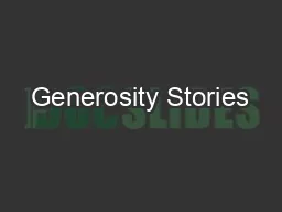 Generosity Stories