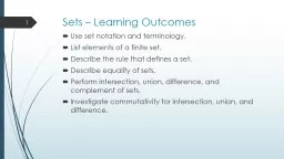 Sets – Learning Outcomes