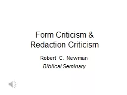 Form Criticism &