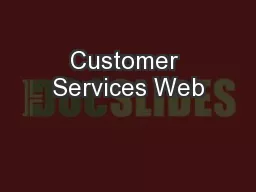 Customer Services Web