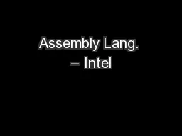 Assembly Lang. – Intel