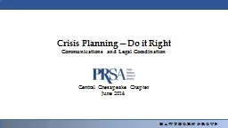 Crisis Planning—Do it Right