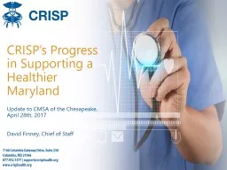 CRISP’s Progress in Supporting a Healthier Maryland