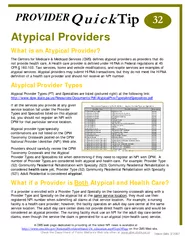 PROVIDER Atypical Providers What is an Atypical Provid