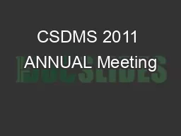 CSDMS 2011 ANNUAL Meeting