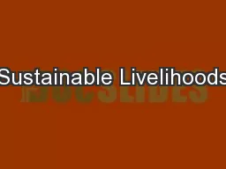 Sustainable Livelihoods