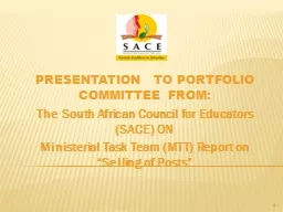   PRESENTATION  TO PORTFOLIO COMMITTEE FROM: