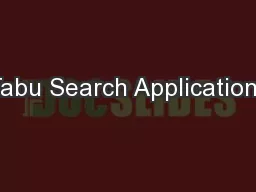 Tabu Search Applications