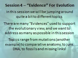 Session 4 – “Evidence” For Evolution