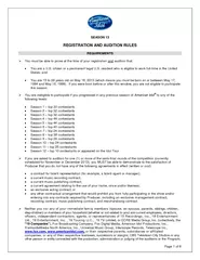 Page of SEASON  REGISTRATION AND AUDITION RULES REQUIR