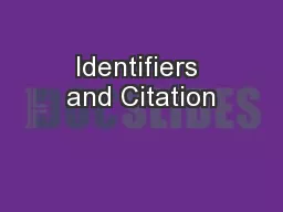 Identifiers and Citation