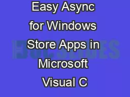 Easy Async for Windows Store Apps in Microsoft Visual C# an