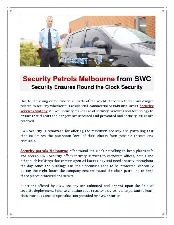 Security Patrols Melbourne & Security services Sydney