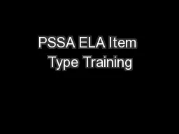 PSSA ELA Item Type Training