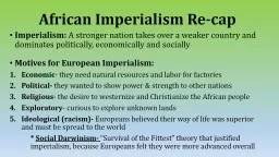 African Imperialism Re-cap