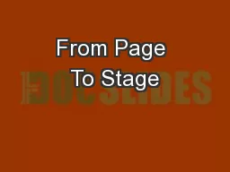 From Page To Stage