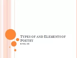 Types of and Elements of Poetry
