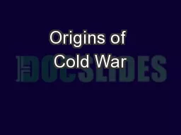 Origins of Cold War