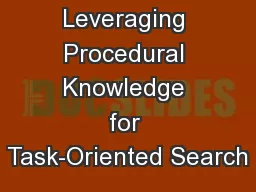 Leveraging Procedural Knowledge for Task-Oriented Search