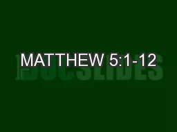 MATTHEW 5:1-12
