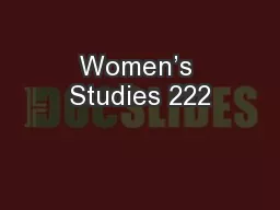 Women’s Studies 222