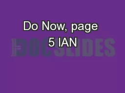 Do Now, page 5 IAN