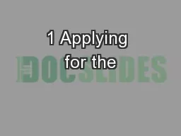 1 Applying for the