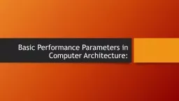 Basic Performance Parameters in Computer Architecture: