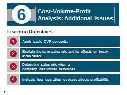 Cost-Volume-Profit Analysis: Additional Issues