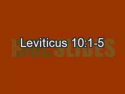 Leviticus 10:1-5