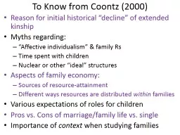 To Know from Coontz (2000)